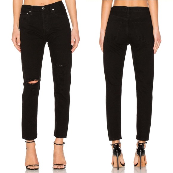 AGOLDE Jamie High‎ Rise Classic Jeans Coal Black - Picture 1 of 10